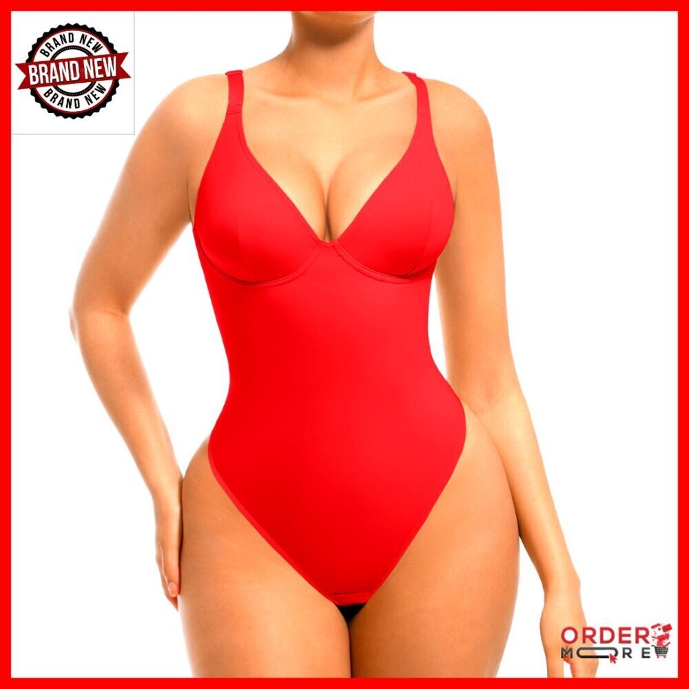 Tummy Control Shapewear Bodysuit Deep V Neck Thong Sexy Elegant Chic